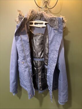 Kid’s Blue Faux-Fur Trim Winter Jacket